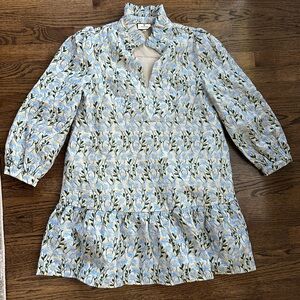 Tuckernuck Blue and Yellow Daisy Floral Embroidered Dress Size Medium